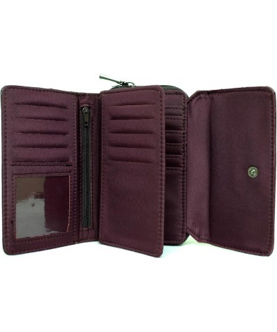 Ladies/Womens Matinee Style Leather Wallet with Multiple Compartments - Black Plum $12.74 Wallets