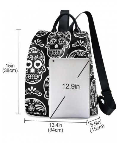 Women Fashion Backpack - Black Sugar Skull, Anti Theft Casual Daypack Shoulder Bag Purse for Travel Work 15 inches $18.04 Bac...