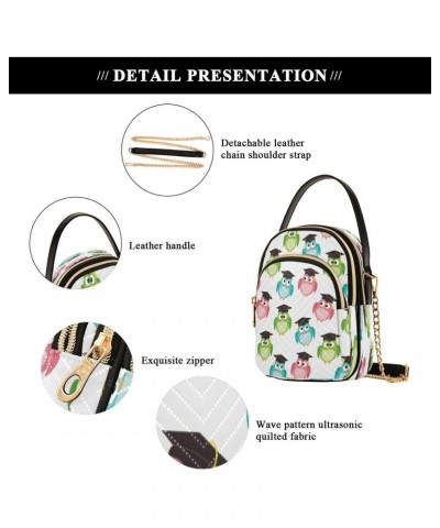 Owl Graduation White Crossbody Bag Small Shoulder Handbags Leather Purse for Women $12.22 Crossbody Bags