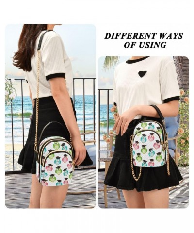 Owl Graduation White Crossbody Bag Small Shoulder Handbags Leather Purse for Women $12.22 Crossbody Bags