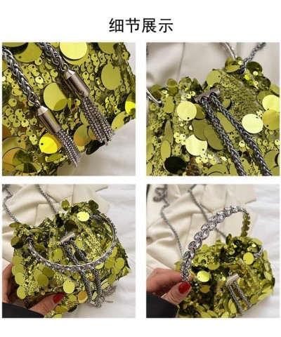 Bags Women's hand-held sequined evening bag trendy fashion retro texture one-shoulder cross-body bucket bag Yellow $17.03 Eve...