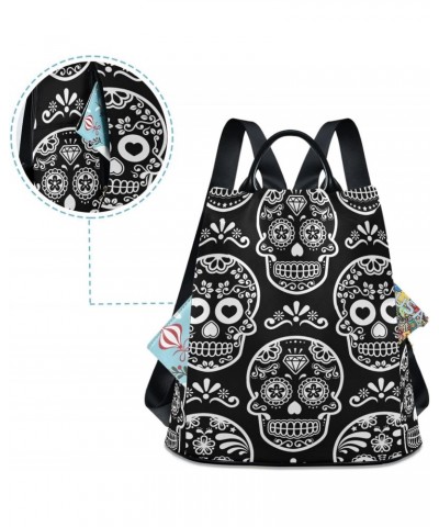 Women Fashion Backpack - Black Sugar Skull, Anti Theft Casual Daypack Shoulder Bag Purse for Travel Work 15 inches $18.04 Bac...