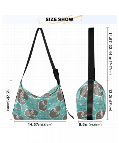 Cute Kawaii Axolotl Hobo Crossbody Bags for Women Leather Large Shoulder Bag Cross Body Drawing Trendy Womens Tote Bags Handb...