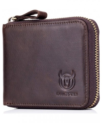 Mens Genuine Leather Zipper Wallet RFID Blocking Bifold, brown, Size Small $25.90 Wallets