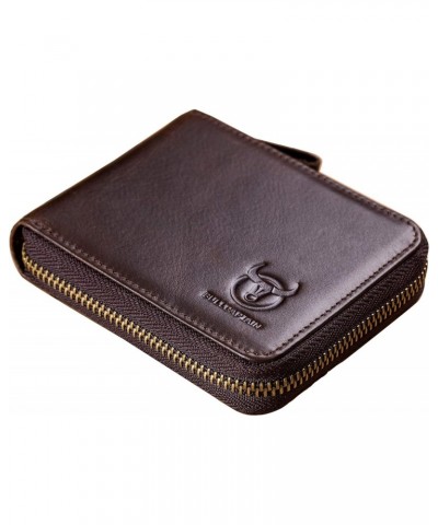 Mens Genuine Leather Zipper Wallet RFID Blocking Bifold, brown, Size Small $25.90 Wallets