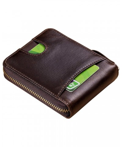 Mens Genuine Leather Zipper Wallet RFID Blocking Bifold, brown, Size Small $25.90 Wallets