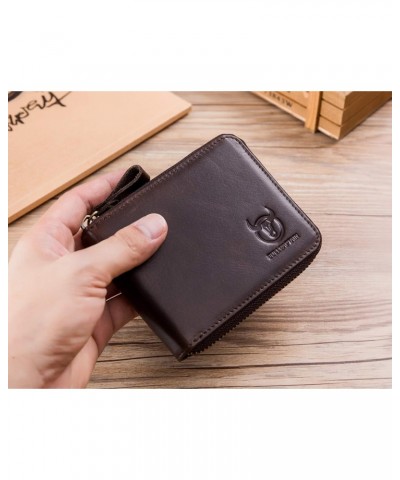 Mens Genuine Leather Zipper Wallet RFID Blocking Bifold, brown, Size Small $25.90 Wallets