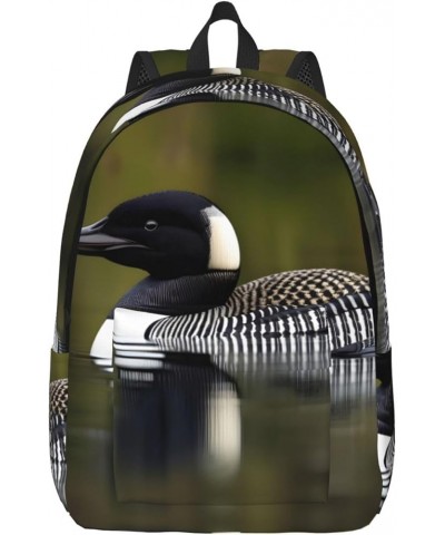 Loon Nature Bird Print Lightweight Travel Canvas Backpack Casual Daypack For Men Women Work, Sports, Beach Black Small $19.76...