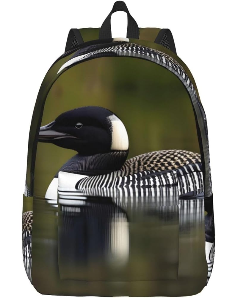 Loon Nature Bird Print Lightweight Travel Canvas Backpack Casual Daypack For Men Women Work, Sports, Beach Black Small $19.76...