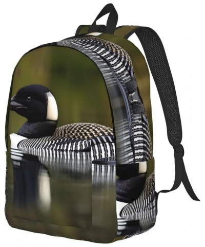 Loon Nature Bird Print Lightweight Travel Canvas Backpack Casual Daypack For Men Women Work, Sports, Beach Black Small $19.76...