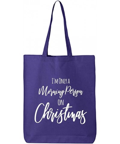 I'm Only A Morning Person Cotton Canvas Tote Bag Purple $10.50 Totes