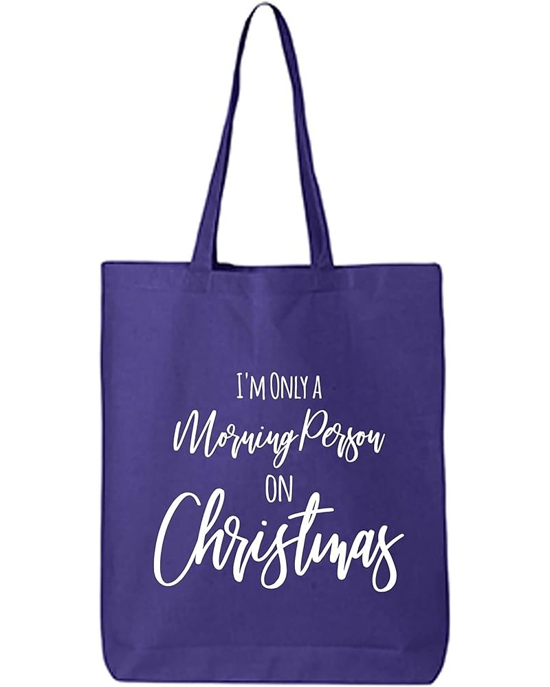 I'm Only A Morning Person Cotton Canvas Tote Bag Purple $10.50 Totes