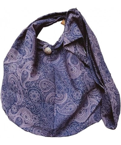 BTP! Thai Cotton Hippie Hobo Sling Crossbody Bag eco Friendly Shopping bag Paisley Print Large Dark Blue Pl29 $13.50 Crossbod...