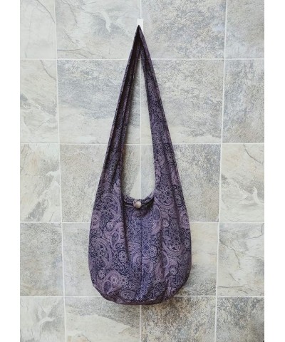 BTP! Thai Cotton Hippie Hobo Sling Crossbody Bag eco Friendly Shopping bag Paisley Print Large Dark Blue Pl29 $13.50 Crossbod...