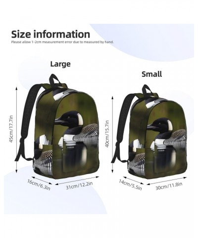 Loon Nature Bird Print Lightweight Travel Canvas Backpack Casual Daypack For Men Women Work, Sports, Beach Black Small $19.76...