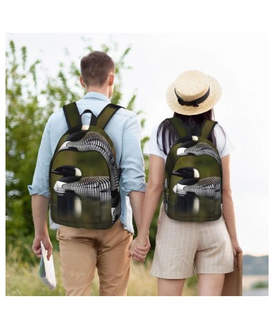 Loon Nature Bird Print Lightweight Travel Canvas Backpack Casual Daypack For Men Women Work, Sports, Beach Black Small $19.76...