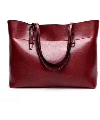 Women's Genuine Leather Tote Shoulder Bag Vintage Style Soft Work Large Red $29.63 Shoulder Bags