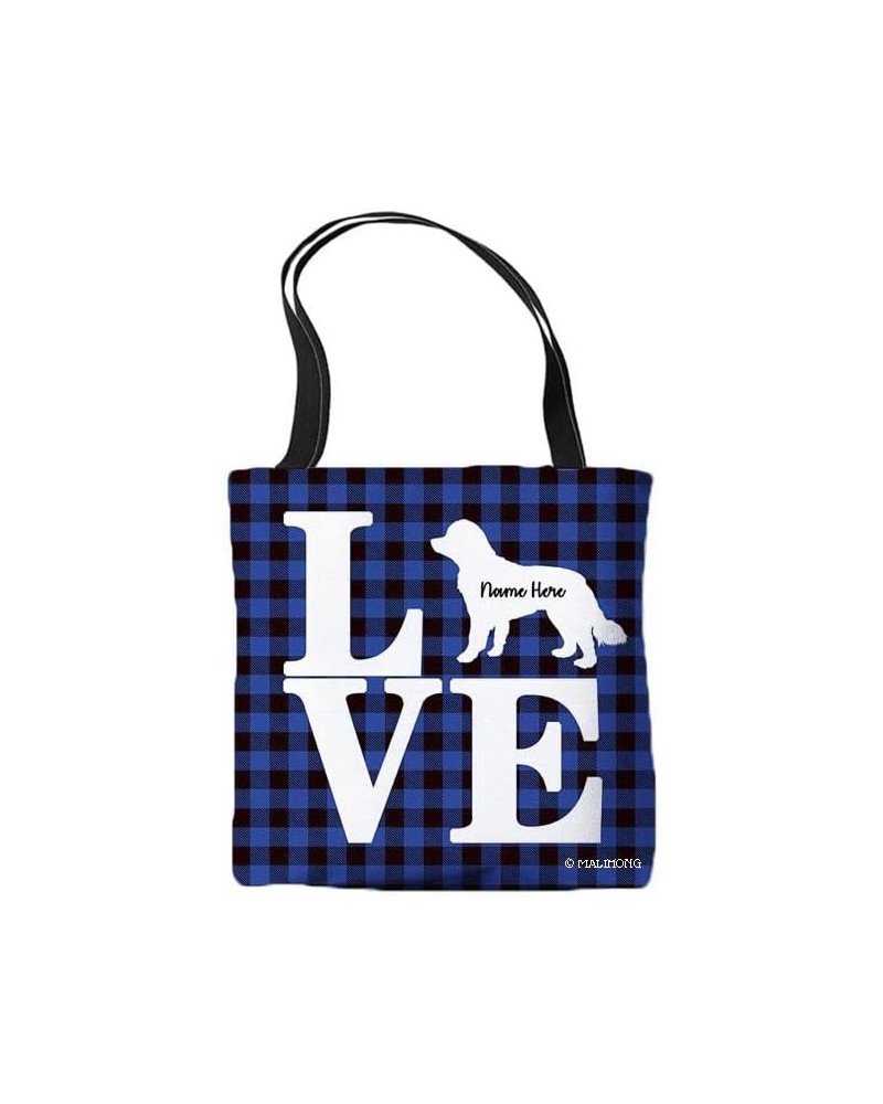 Dog Personalized Tote Bag Newfoundland Dog Silhouette Puppy Pink Lattice Bag Blue $10.07 Travel Gear