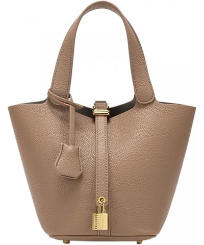 Versatile Casual Women's Bucket Bag PU Leather Handbags Commuting Shoulder Bags Khaki $51.49 Shoulder Bags