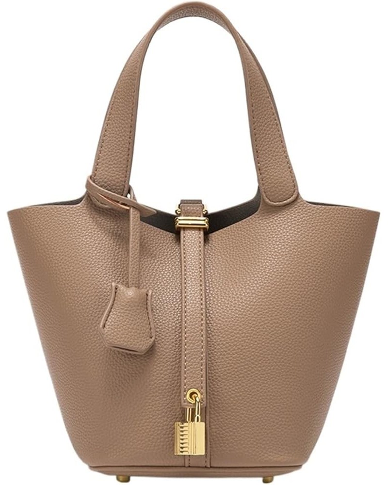 Versatile Casual Women's Bucket Bag PU Leather Handbags Commuting Shoulder Bags Khaki $51.49 Shoulder Bags