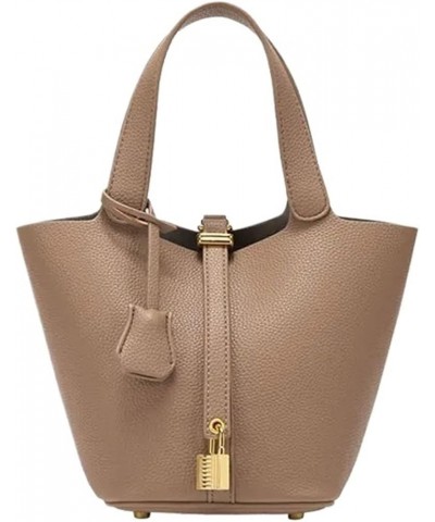 Versatile Casual Women's Bucket Bag PU Leather Handbags Commuting Shoulder Bags Khaki $51.49 Shoulder Bags