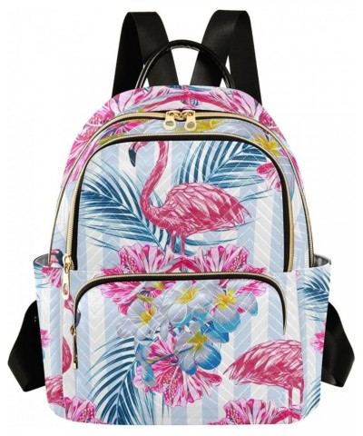 Women Backpack Flamingo Hibiscus Blue Leaves Anti-Theft Travel Backpack with Luggage Belt Lightweight Handbag Lady Purse Room...