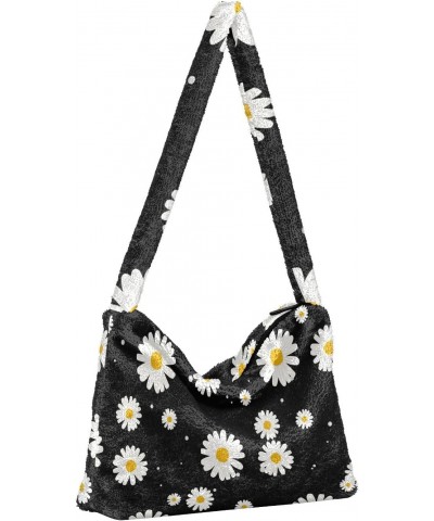 Daisy Furry Tote Bag for Women Crossbody Bag Tote Handbags Cute Purses with Zipper for Fall $11.33 Totes