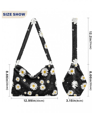 Daisy Furry Tote Bag for Women Crossbody Bag Tote Handbags Cute Purses with Zipper for Fall $11.33 Totes