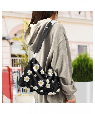 Daisy Furry Tote Bag for Women Crossbody Bag Tote Handbags Cute Purses with Zipper for Fall $11.33 Totes