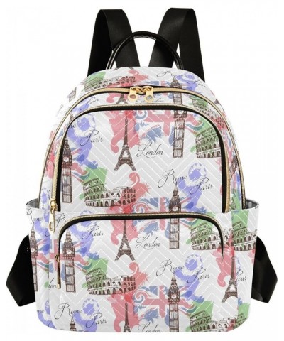 Eiffel Tower Big Ben Famous Landmarks Of Europe Women Backpack Purse Shoulder Bag Color Medium $15.18 Backpacks