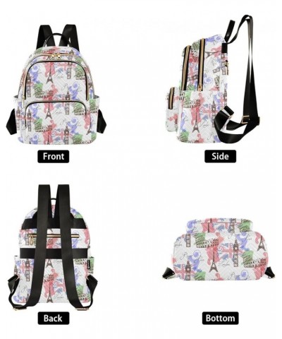 Eiffel Tower Big Ben Famous Landmarks Of Europe Women Backpack Purse Shoulder Bag Color Medium $15.18 Backpacks