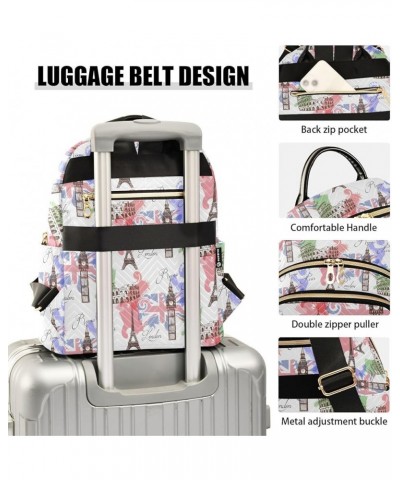 Eiffel Tower Big Ben Famous Landmarks Of Europe Women Backpack Purse Shoulder Bag Color Medium $15.18 Backpacks