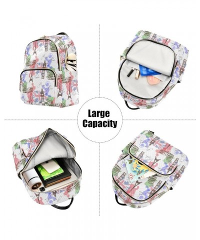 Eiffel Tower Big Ben Famous Landmarks Of Europe Women Backpack Purse Shoulder Bag Color Medium $15.18 Backpacks