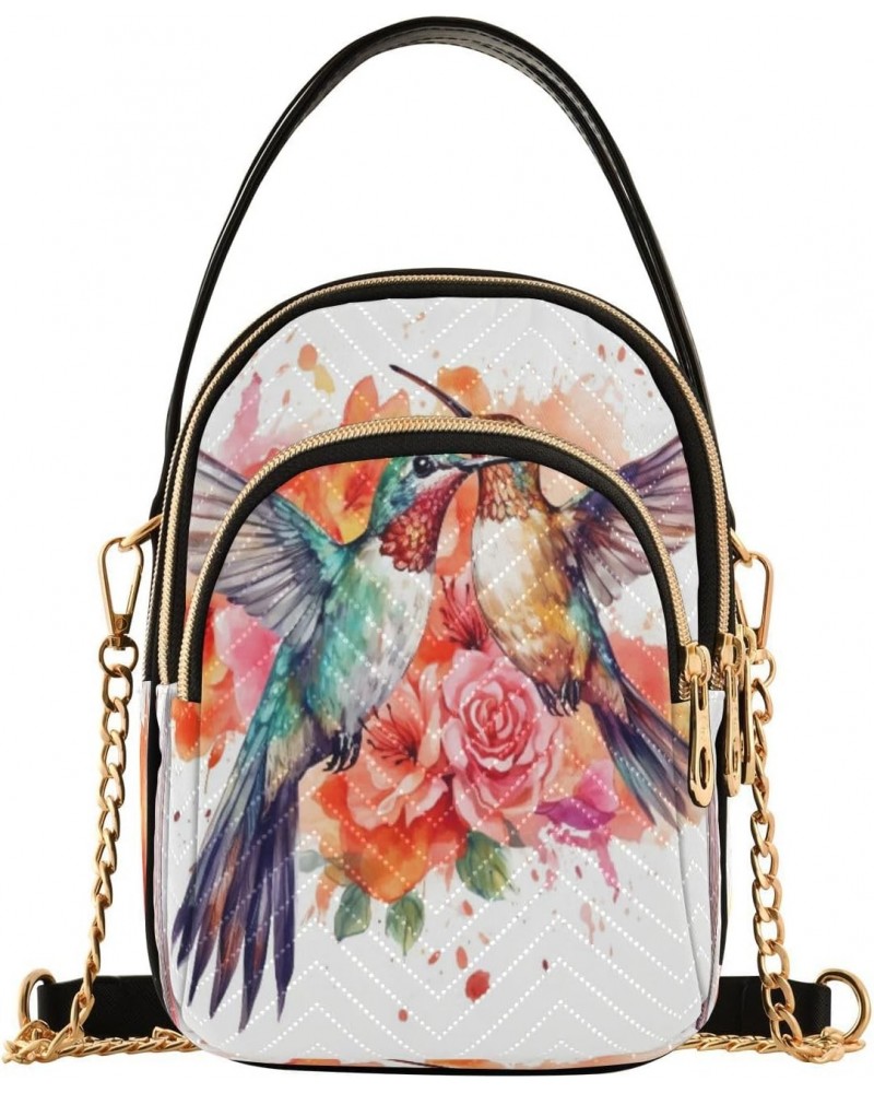 Quilted Crossbody Bags for Women,Spring Hummingbird Floral Women's Crossbody Handbags Small Travel Purses Phone Bag $9.90 Cro...