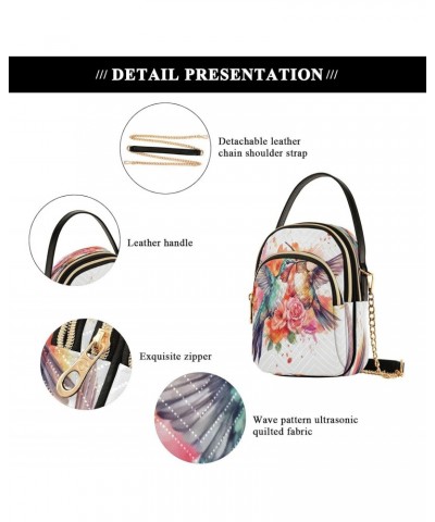 Quilted Crossbody Bags for Women,Spring Hummingbird Floral Women's Crossbody Handbags Small Travel Purses Phone Bag $9.90 Cro...