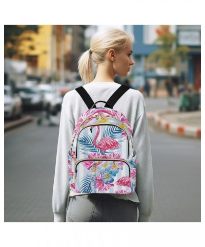 Women Backpack Flamingo Hibiscus Blue Leaves Anti-Theft Travel Backpack with Luggage Belt Lightweight Handbag Lady Purse Room...