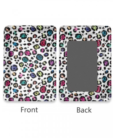 Colorful Leopard Print Slim Minimalist Wallet Rfid Blocking Card Wallets PU Leather Front Pocket Wallets $10.07 Wallets