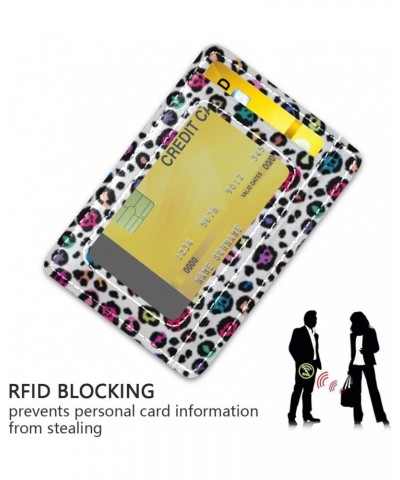 Colorful Leopard Print Slim Minimalist Wallet Rfid Blocking Card Wallets PU Leather Front Pocket Wallets $10.07 Wallets