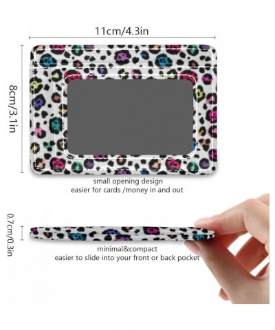 Colorful Leopard Print Slim Minimalist Wallet Rfid Blocking Card Wallets PU Leather Front Pocket Wallets $10.07 Wallets