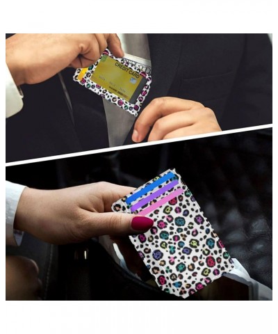 Colorful Leopard Print Slim Minimalist Wallet Rfid Blocking Card Wallets PU Leather Front Pocket Wallets $10.07 Wallets