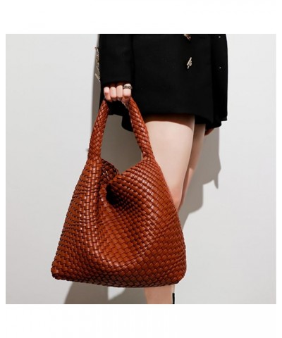 Leather Tote Bag for Women Woven Bag Woven Tote Bag Shoulder Bag Hobo Bag Crossbody Dark Brown $30.79 Totes