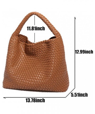 Leather Tote Bag for Women Woven Bag Woven Tote Bag Shoulder Bag Hobo Bag Crossbody Dark Brown $30.79 Totes