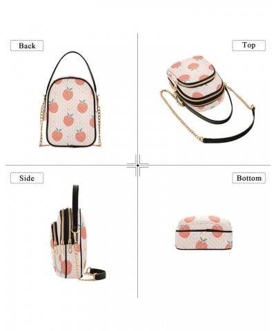 Chain Crossbody Bags for Women Seamless Fruit Peach Striped Quilted Shoulder Crossbody Handbags Travel Cross Body Cell Phone ...