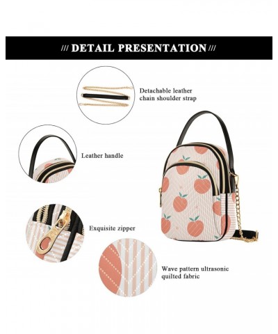 Chain Crossbody Bags for Women Seamless Fruit Peach Striped Quilted Shoulder Crossbody Handbags Travel Cross Body Cell Phone ...