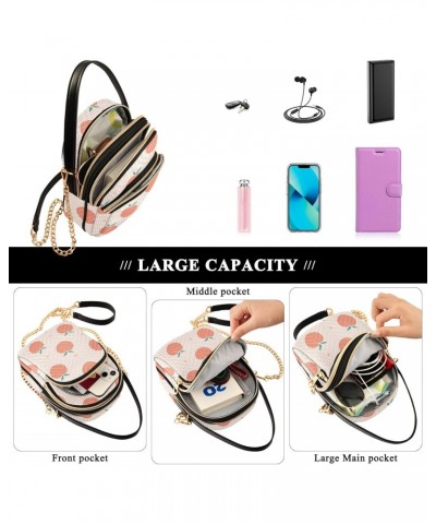 Chain Crossbody Bags for Women Seamless Fruit Peach Striped Quilted Shoulder Crossbody Handbags Travel Cross Body Cell Phone ...