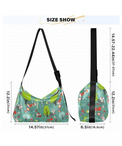 Spring Forest Trees Animals Hobo Shoulder Bag for Women Men PU Leather Crossbody Bag Slouchy Tote Handbags for Traveling Work...