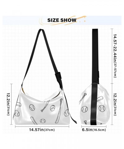 Baseball Print Crossbody Bag Hobo Handbag Purse Fashion PU Leather Shoulder Bags for Women $19.71 Hobo Bags