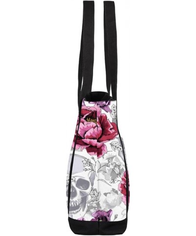 Tote Bag for Women Canvas Shoulder Bag Large Casual Handbag Lightweight Tote Bag with Zipper for Work Travel Shopping Flowers...