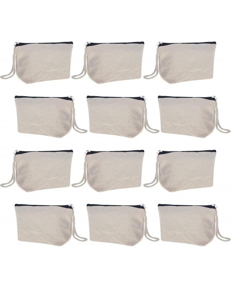 12-Pack Cotton Canvas Wristlet Pouches with Lining, 7-1/2 x 4-1/4 x 2 Inch - Black Natural / Black $14.48 Wristlets