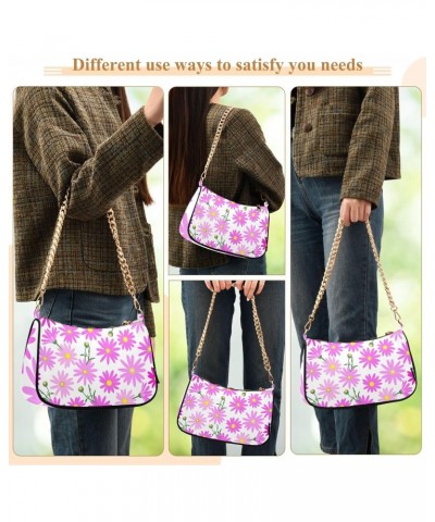 Pink Daisy Pattern Shoulder Bags for Women, Mini Purse Small Shoulder Purses for Women Handbags Clutch Purse Trendy Purses fo...